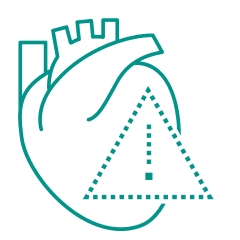 Heart and warning sign icon